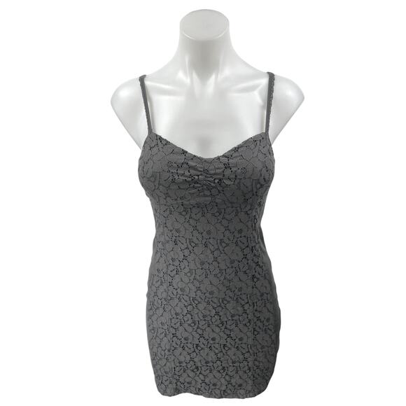 American Eagle Outfitters Gray Lace Sleeveless Cami Camisole Mini Tank Dress 4 - Picture 1 of 7